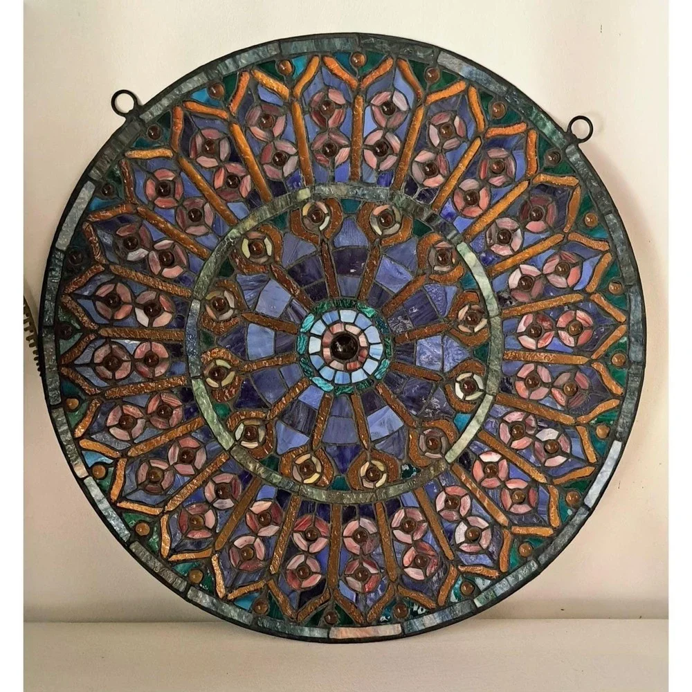 20" Tiffany Style Stained Glass Hanging Sun Catcher - Picture 6 of 12